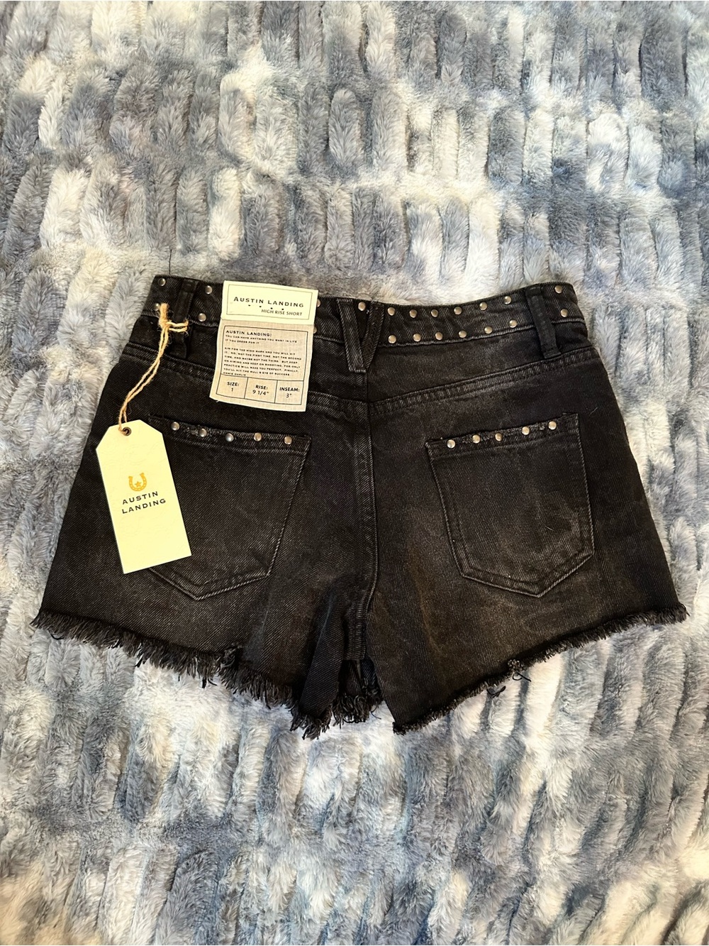 Studded Distressed Black Denim Shorts - Women's - Picture 2 of 3